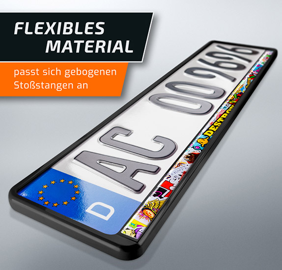 Kennzeichenhalter schwarz Stickerbomb Comic für Kfz Kennzeichen