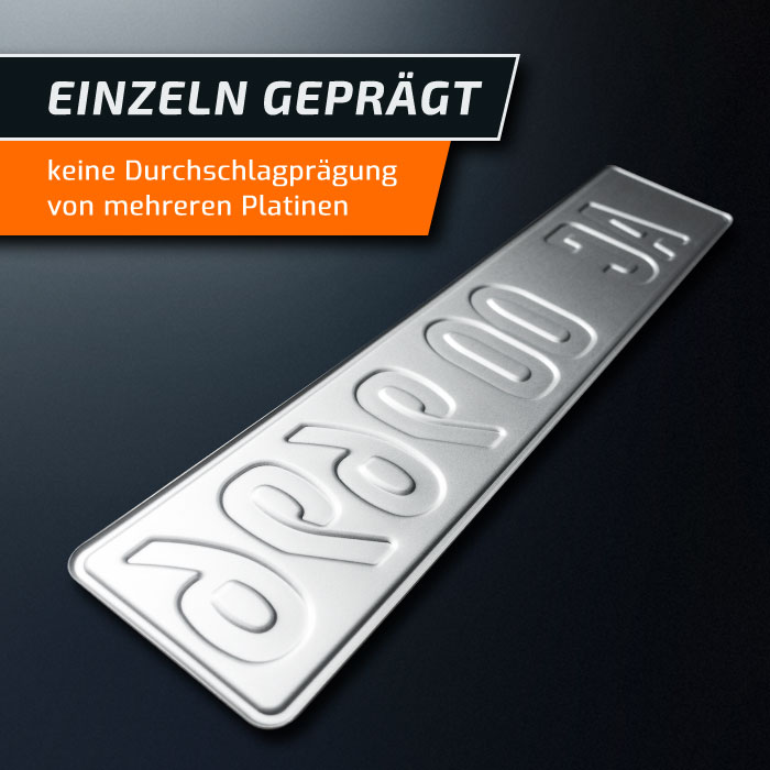 Wunschkennzeichen PWK in Aluminium geprägt