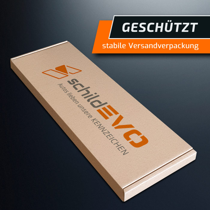 Wunschkennzeichen Elektro stabil verpackt