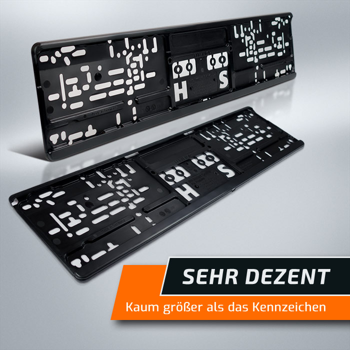 2 Kennzeichenhalter dezent FLEXI TOP schmaler Rahmen schwarz DHL